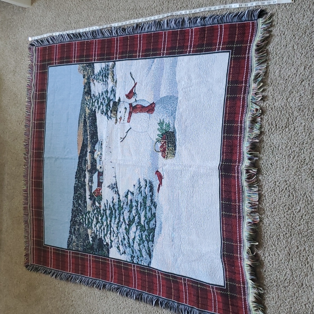 Never used! Fringed winter wonderland throw blanket
